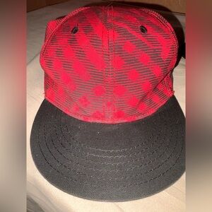 Kids Red Pattern Snapback Hat with Black Brim